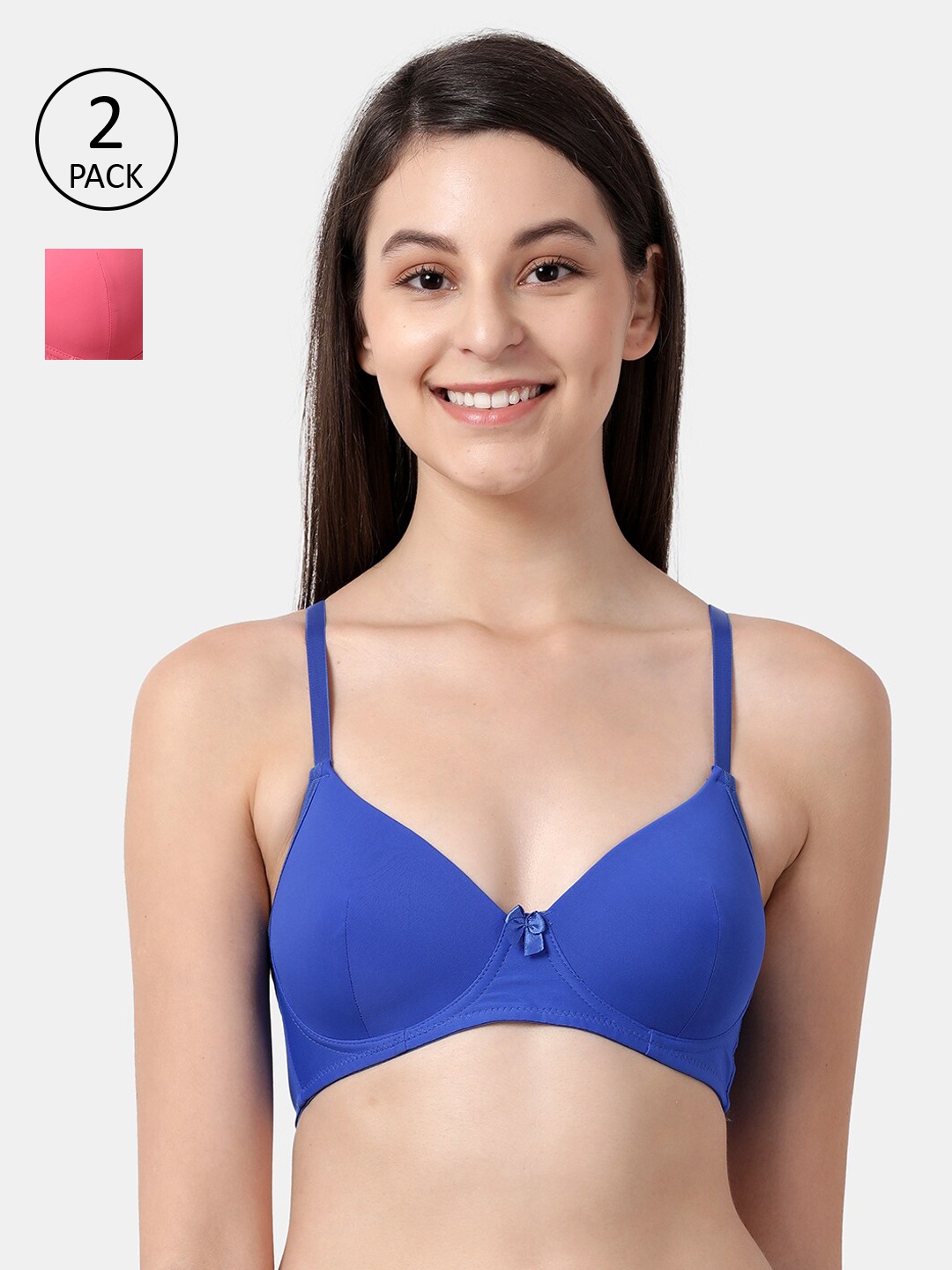 

Susie Women Pack Of 2 Solid Lightly Padded Non-Wired Everyday Bras susi-com, Pink