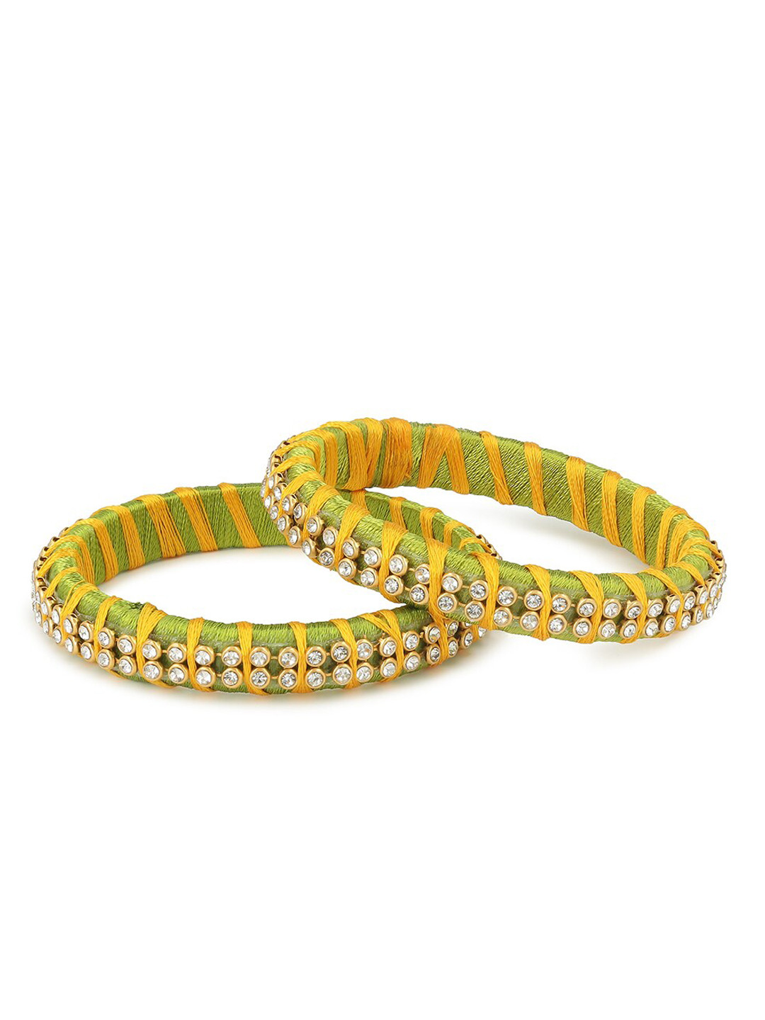 

AKSHARA Girls Green Stone-Studded Handcrafted Bangles