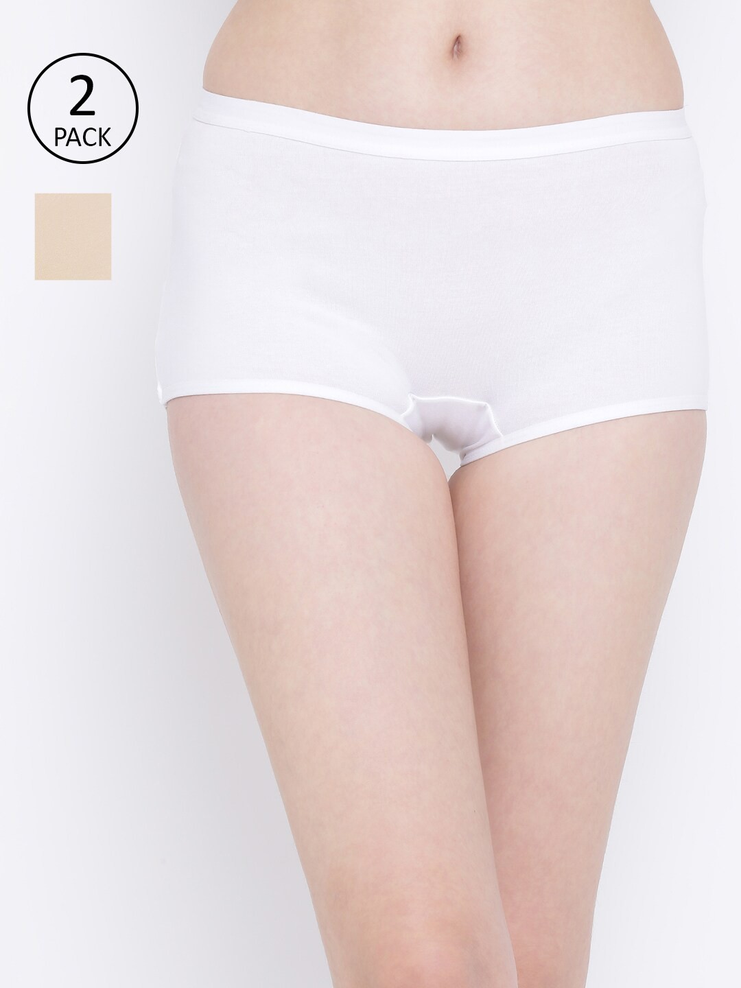 

Clovia Women Pack of 2 Solid Cotton Boyshorts COMPNC770, White