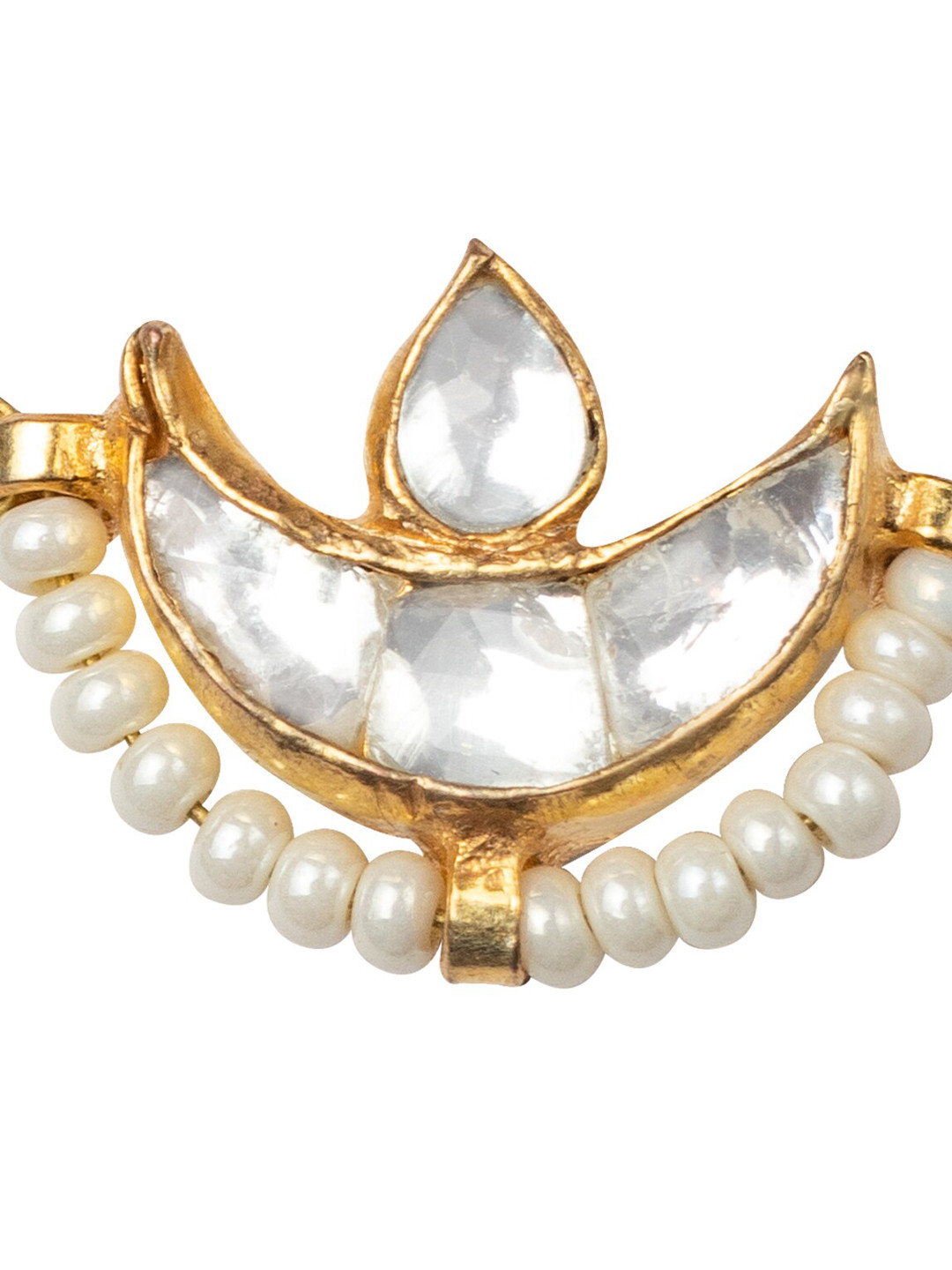 

MORKANTH JEWELLERY 24K Gold-Plated & White Kundan-Studded Vilandi Nosepin