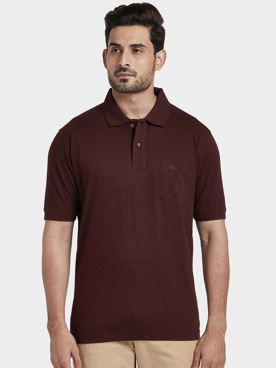 

ColorPlus Pocket Polo Collar Cotton T-shirt, Brown