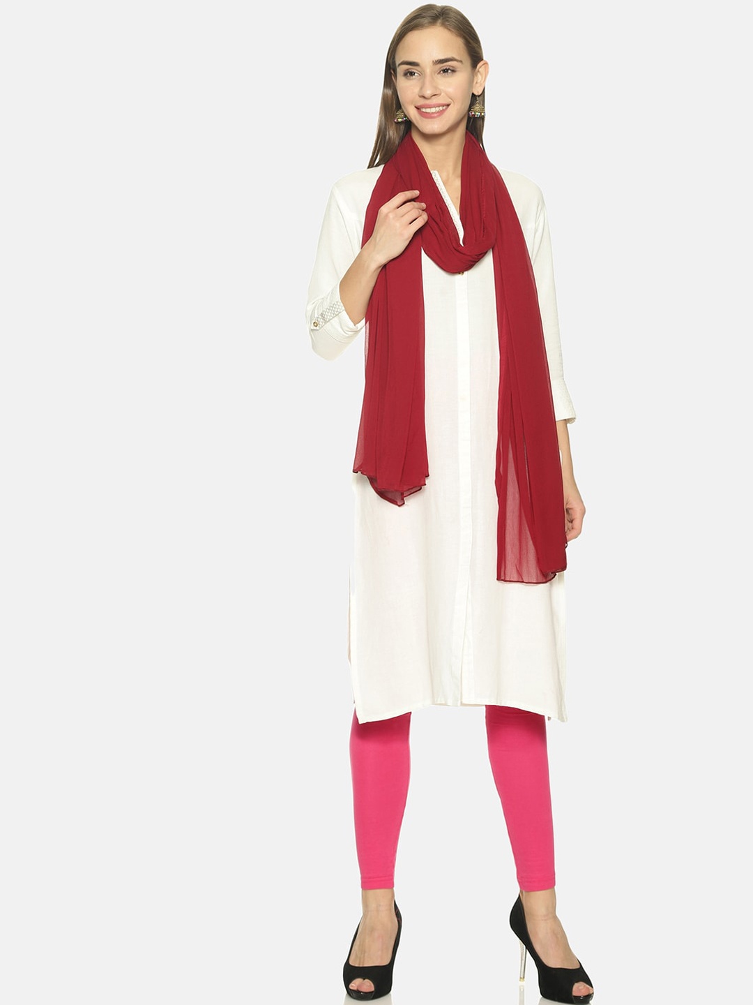 

TWIN BIRDS Women Pack Of 2 Solid Dupatta, White