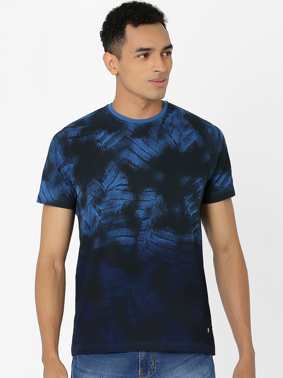 

MARCA Disati Men Blue Printed Round Neck T-shirt