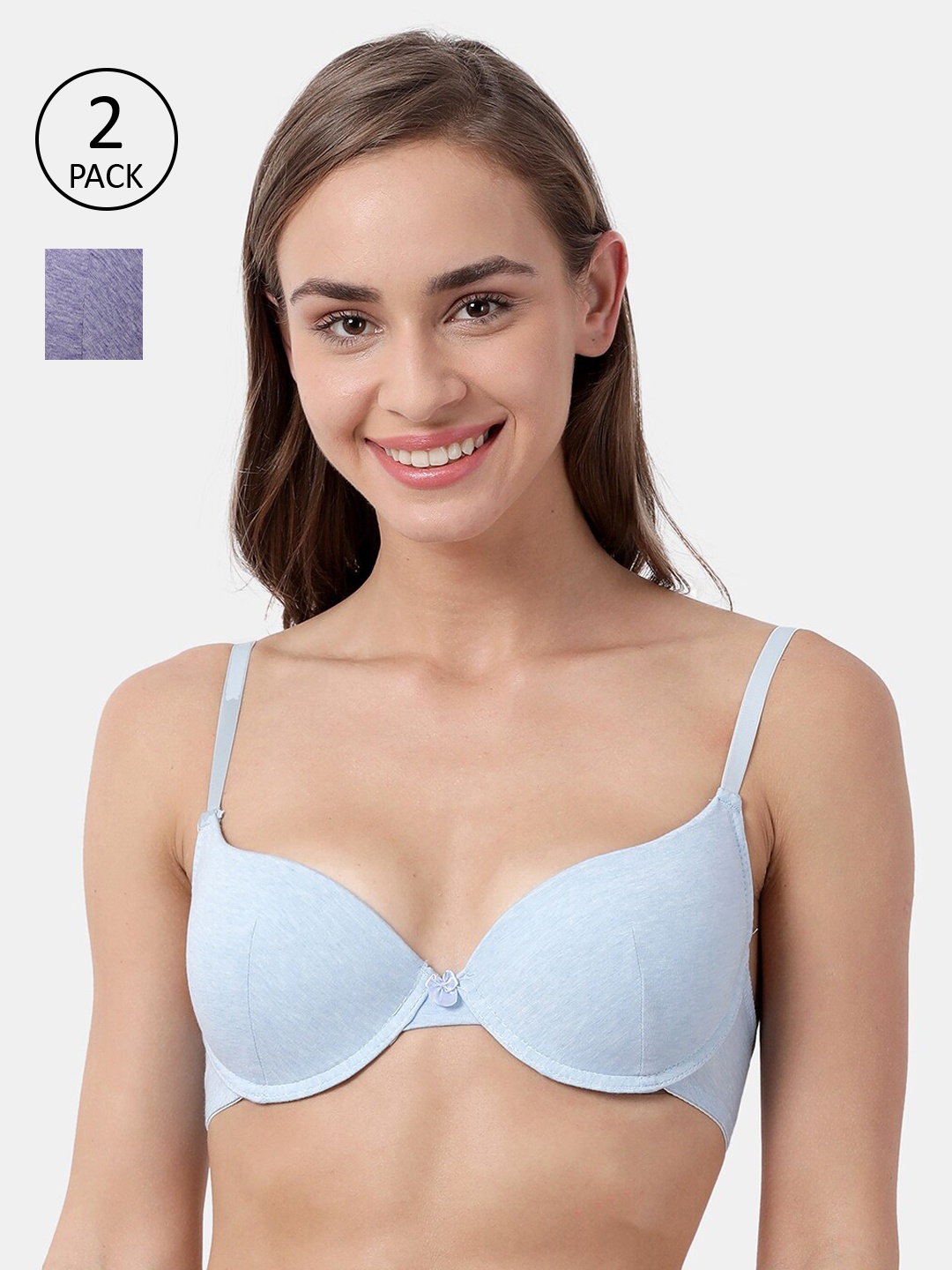 

Susie Pack Of 2 Blue Solid Lightly Padded Underwired Plunge Bras-shy-com-46