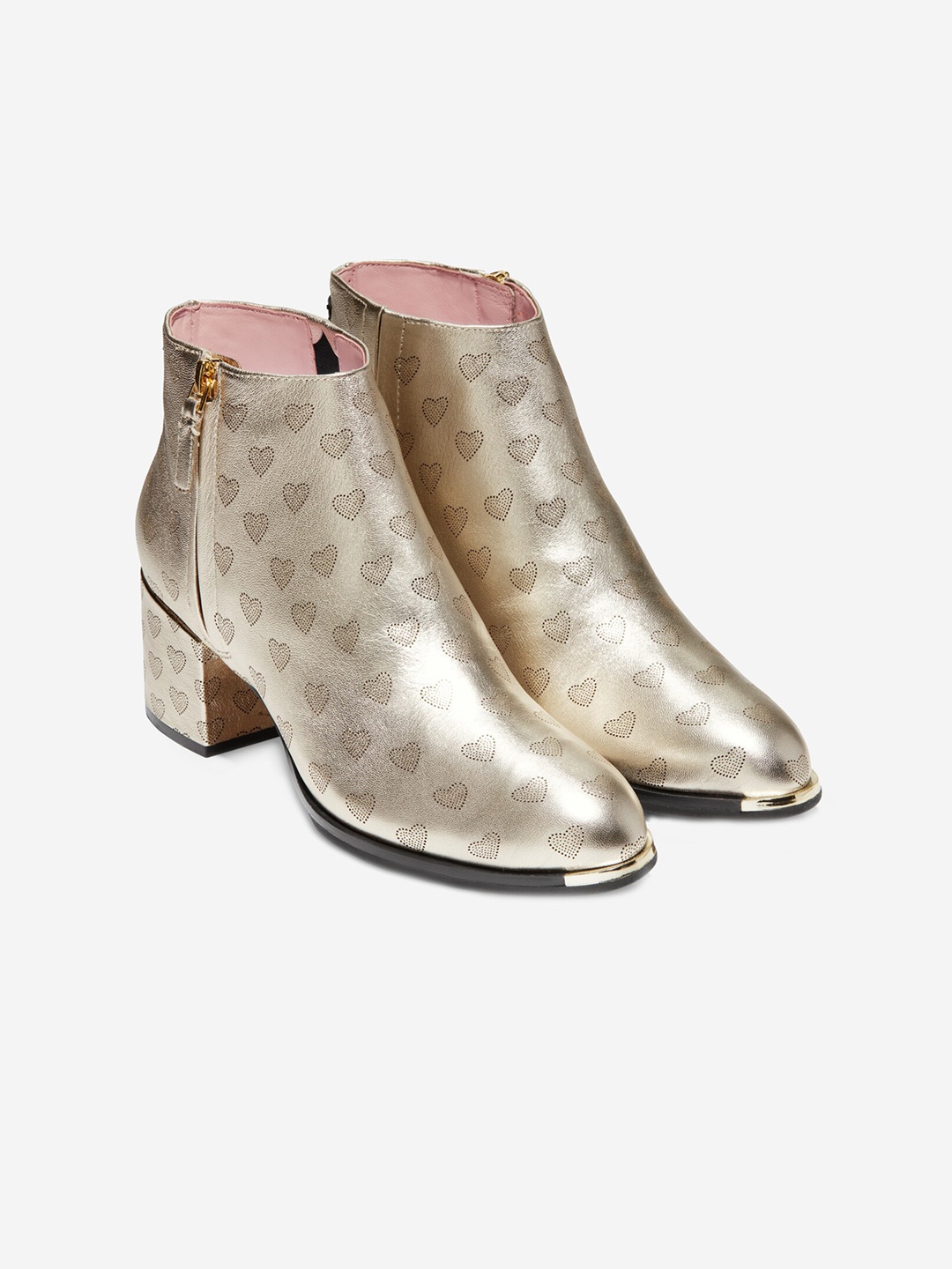 

Cole Haan Women Gold-Toned Printed Leather Heeled Boots