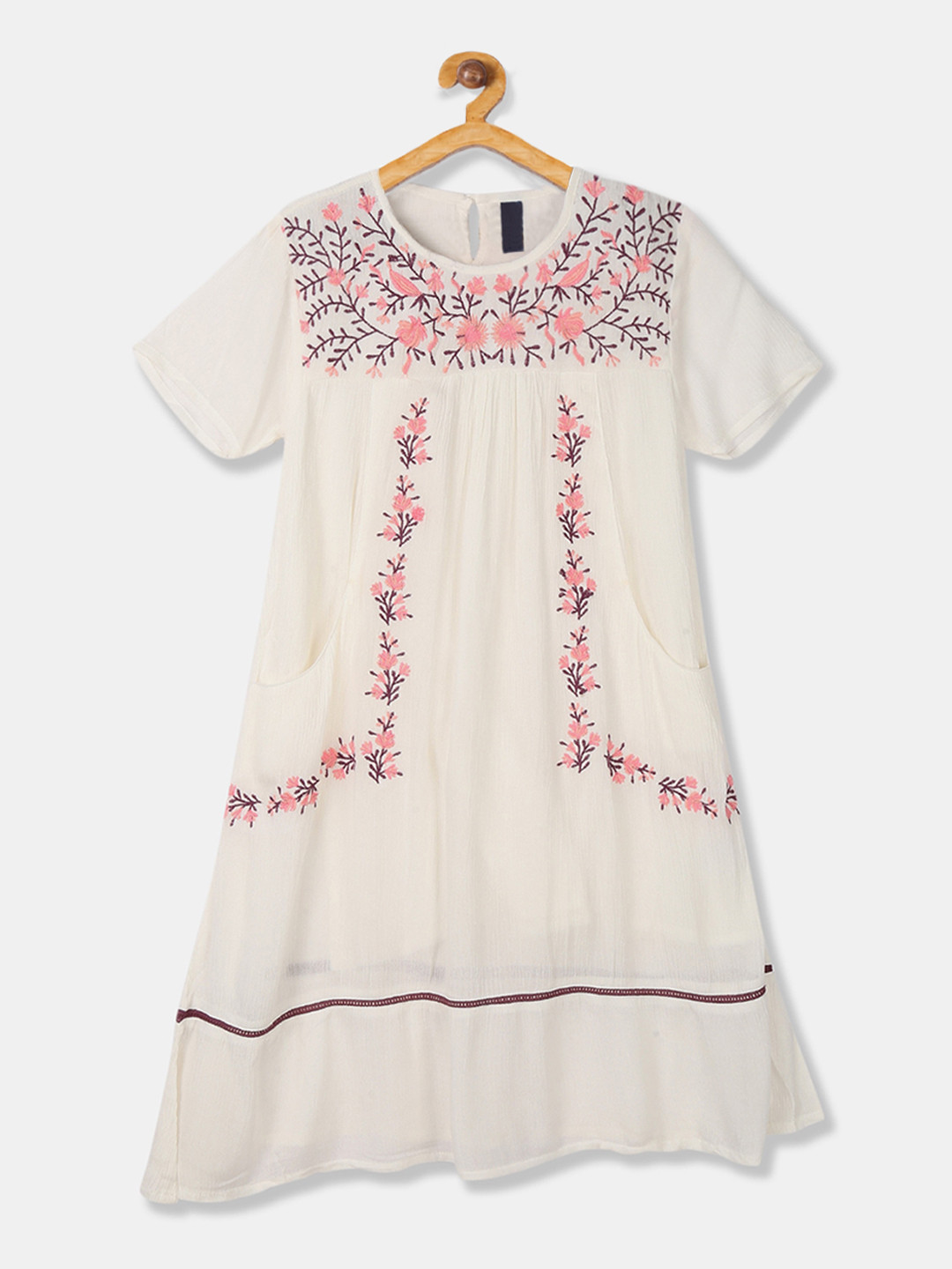 

Cherokee Girls Off-White Embroidered A-Line Dress