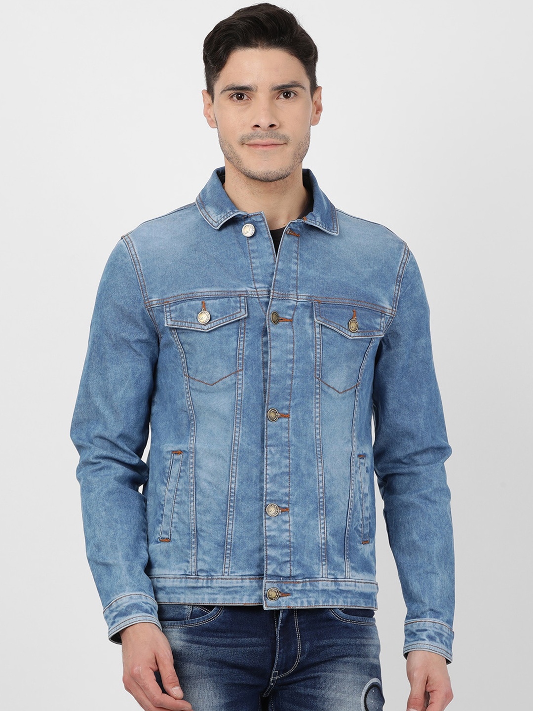 

Llak Jeans Men Blue Solid Denim Jacket