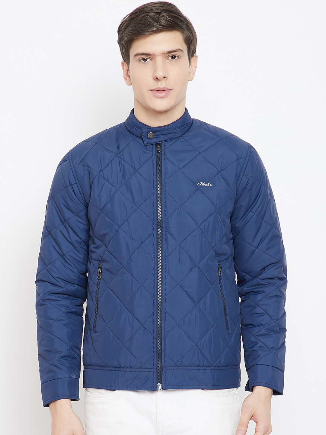 

Adobe Men Navy Blue Solid Lightweight Quilted Jacket