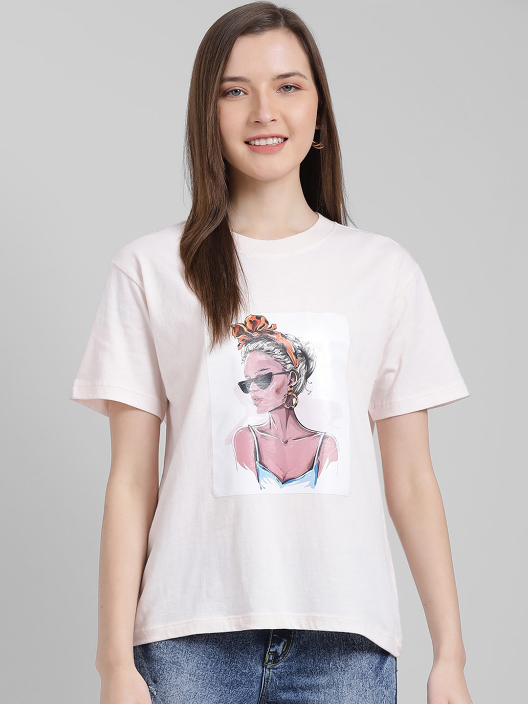 

Zink London Women Off-White Printed Pure Cotton Top
