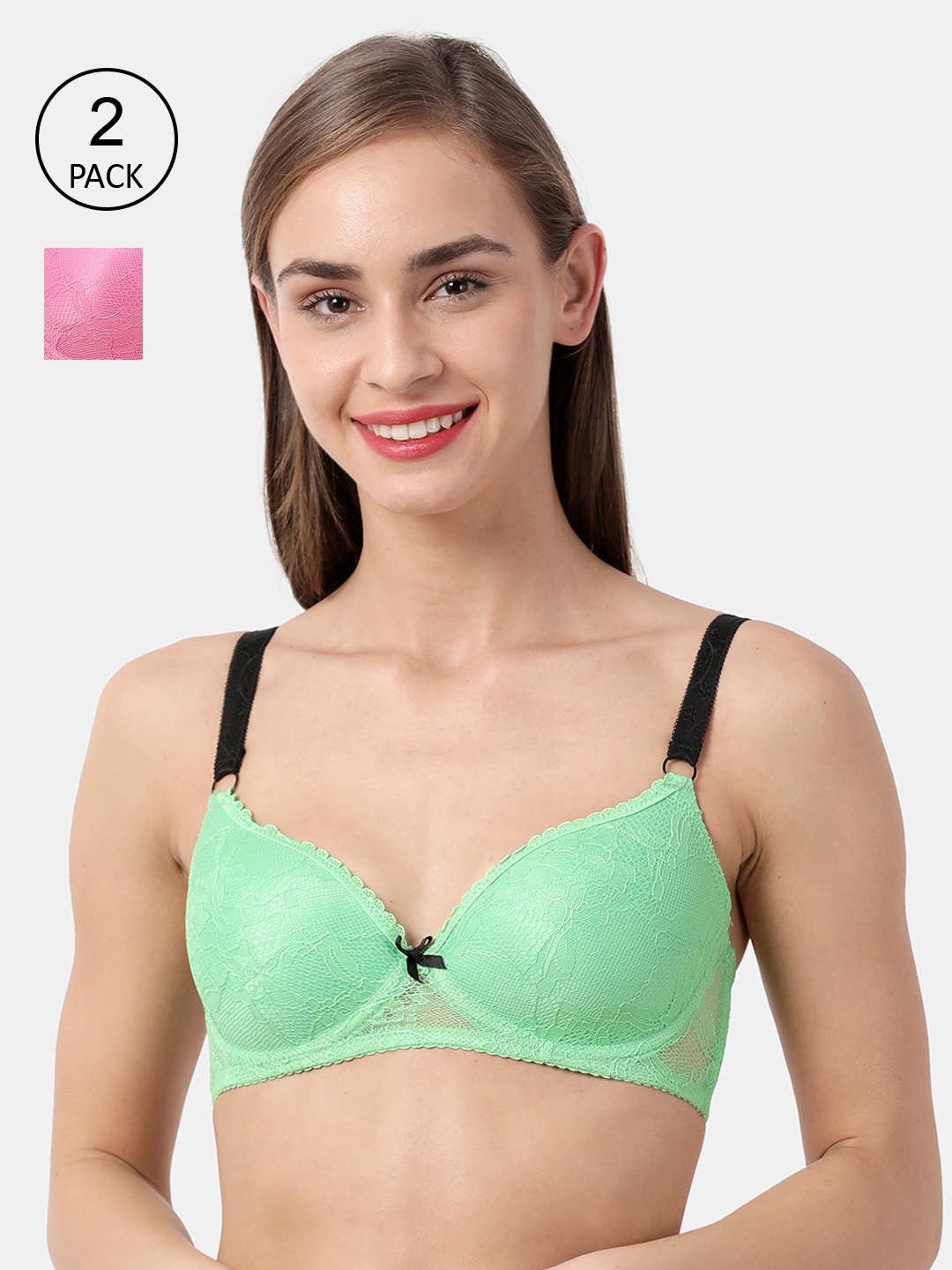 

Susie Pack Of 2 Lace Non-Wired Lightly-Padded Everyday Bras shy-com-61, Pink
