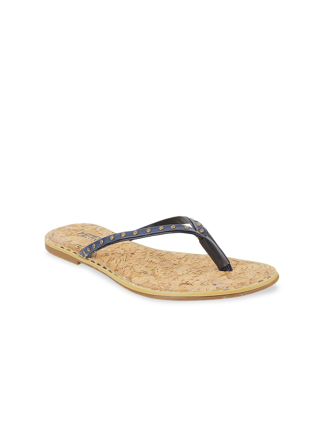 

Metro Women Navy Blue Embellished Open Toe Flats