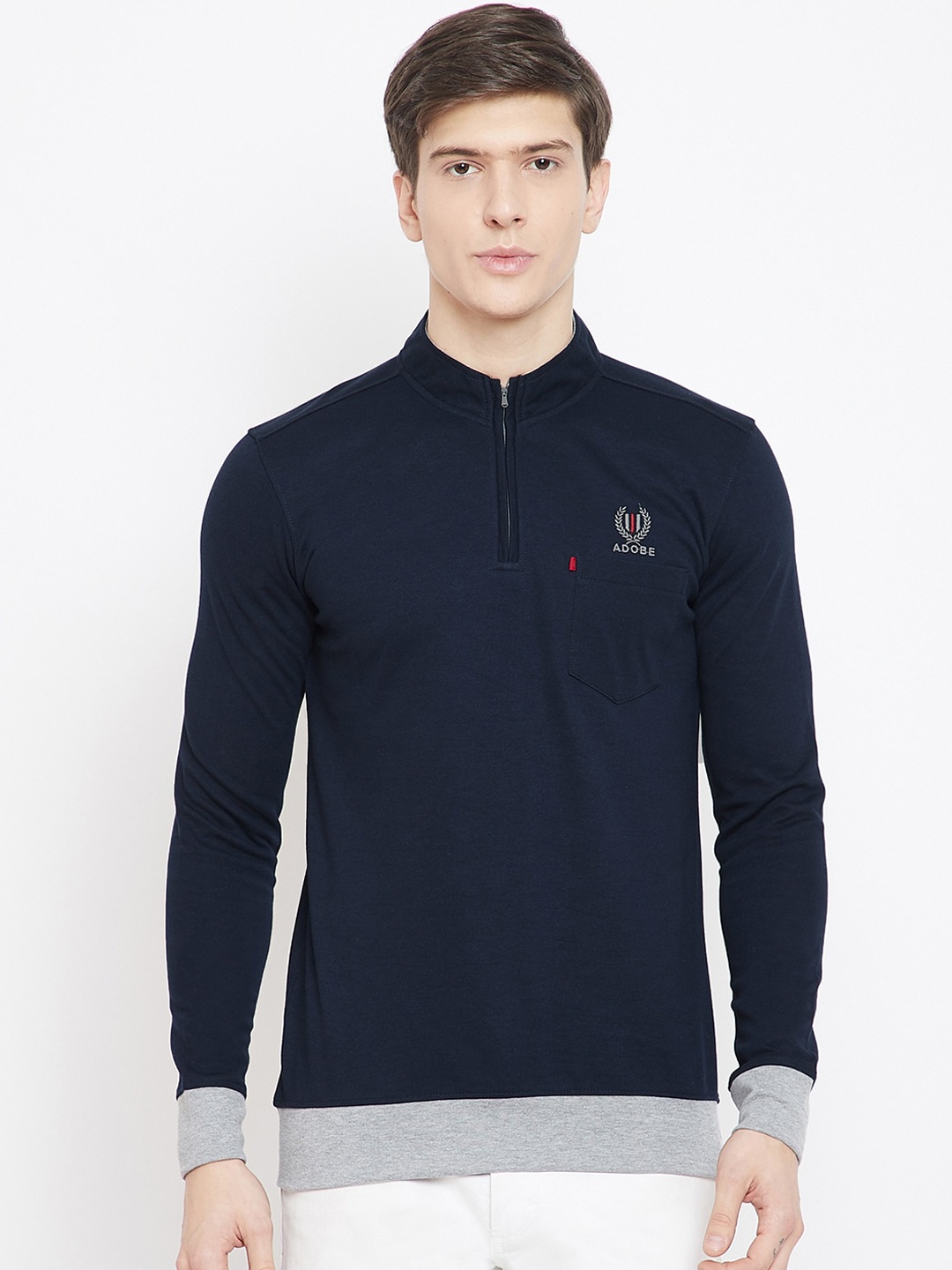

Adobe Men Navy Blue Solid Sweatshirt