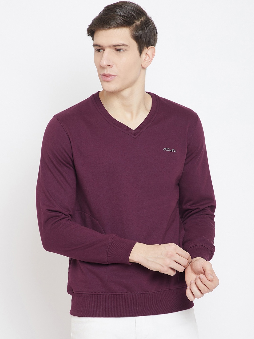 

Adobe Men Purple Solid Sweatshirt