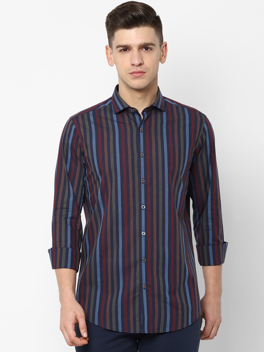 

SIMON CARTER LONDON Men Multicoloured Regular Fit Striped Cotton Casual Shirt, Multi