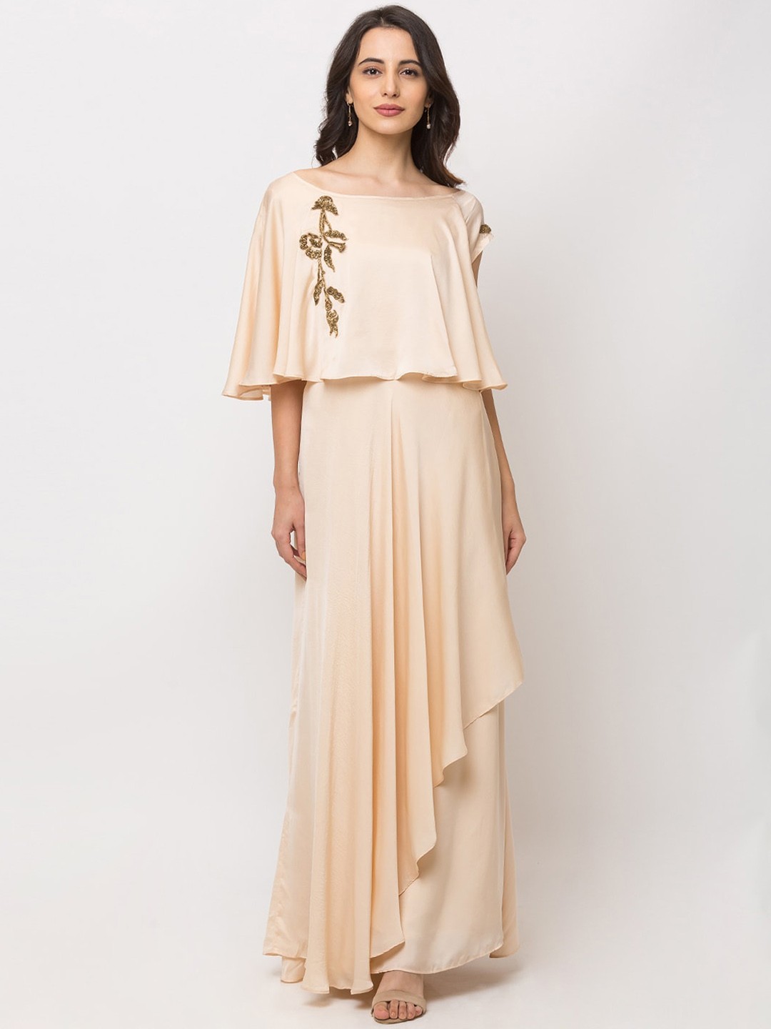 

SHECZZAR Women Off-White Embellished Fit and Flare Dress