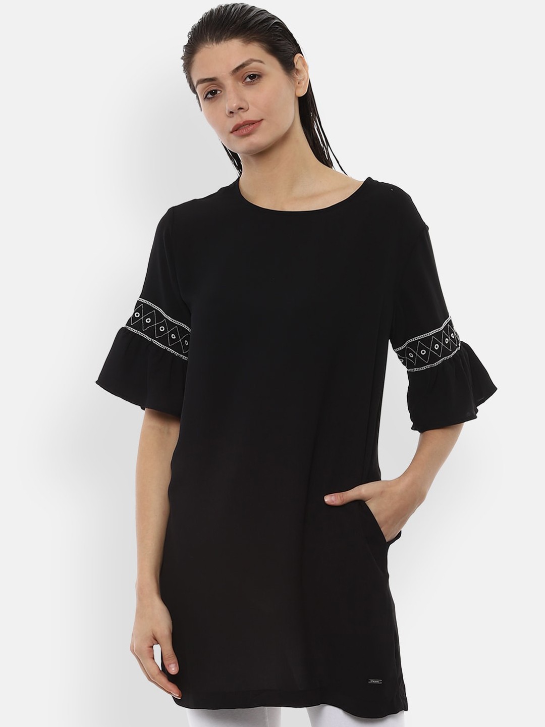 

Van Heusen Woman Women Black Solid Tunic