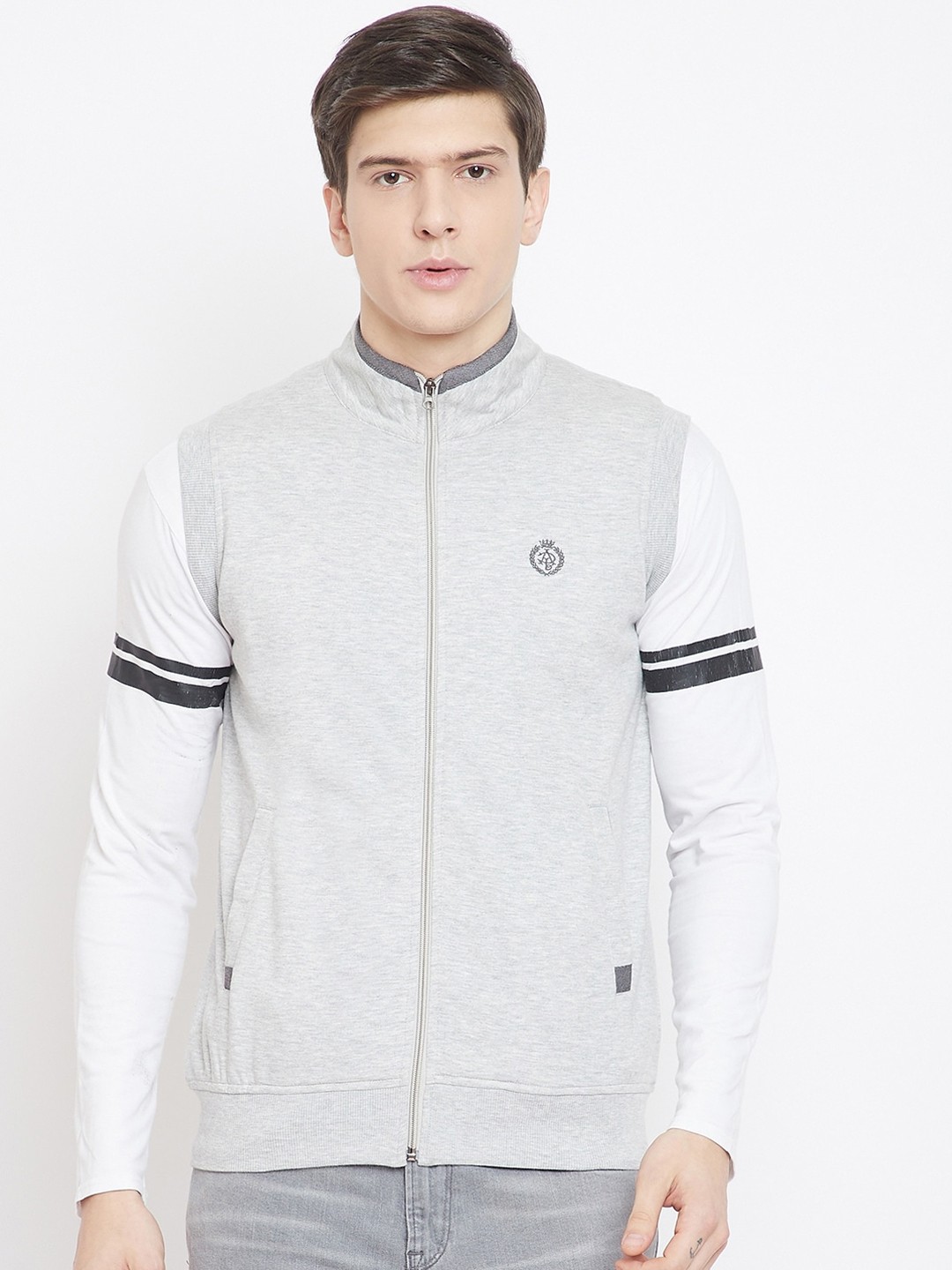 

Adobe Men Grey Melange Solid Sweatshirt