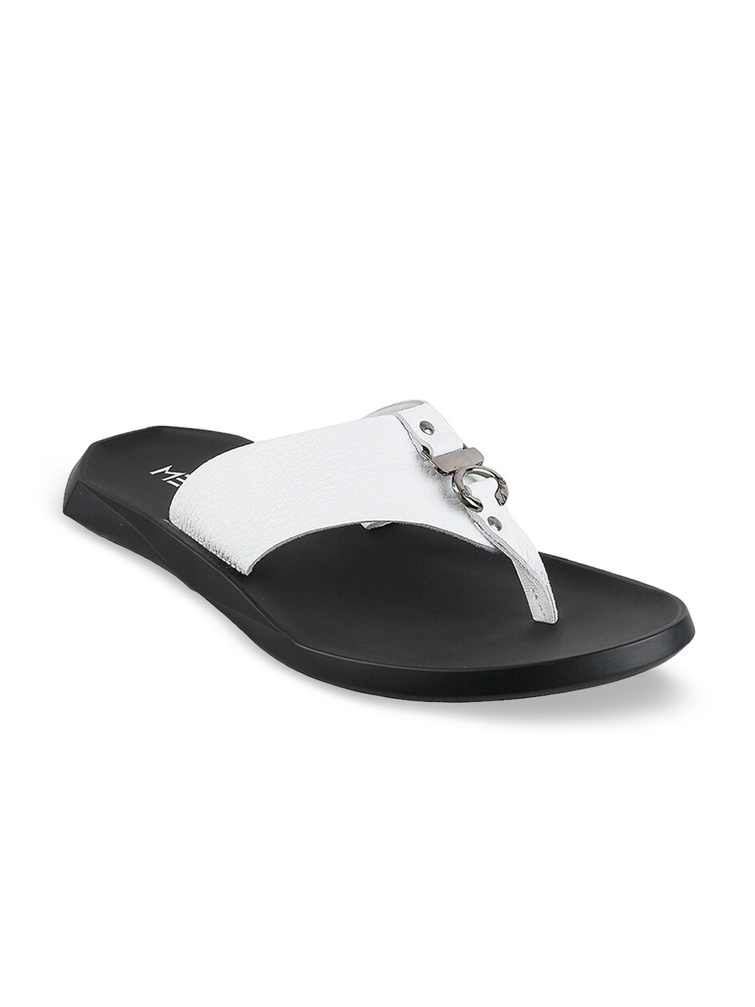 

Metro Men White & Black Leather Comfort Sandals