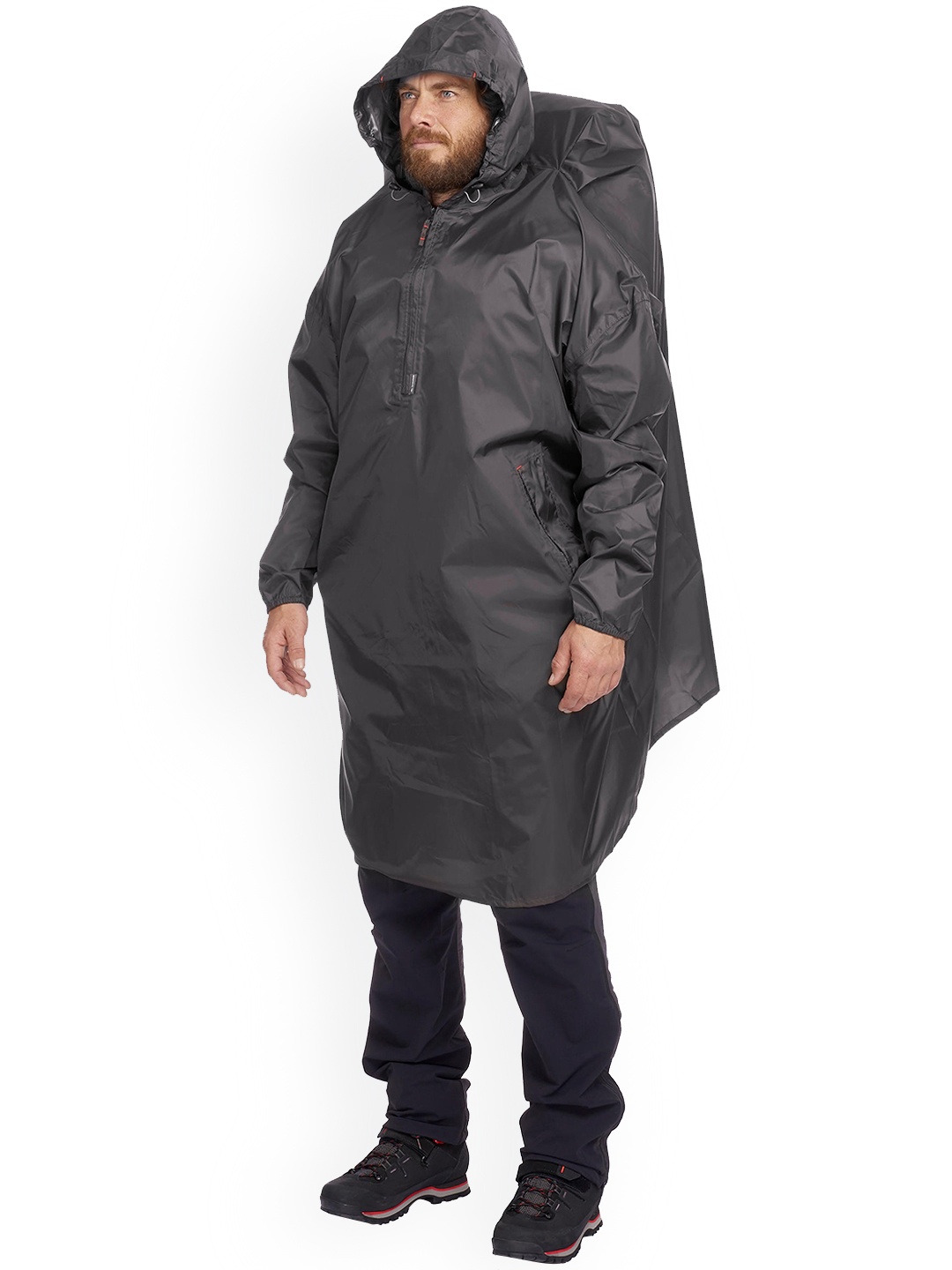 

FORCLAZ By Decathlon Packable Hiking and Trekking Rain Poncho, Grey