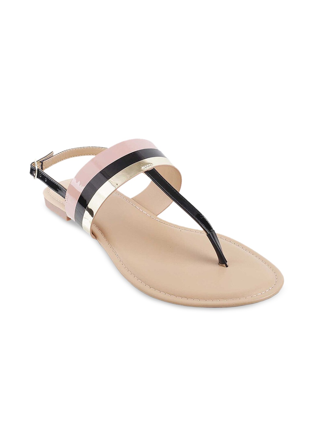 

Metro Women Black Colourblocked T-Strap Flats