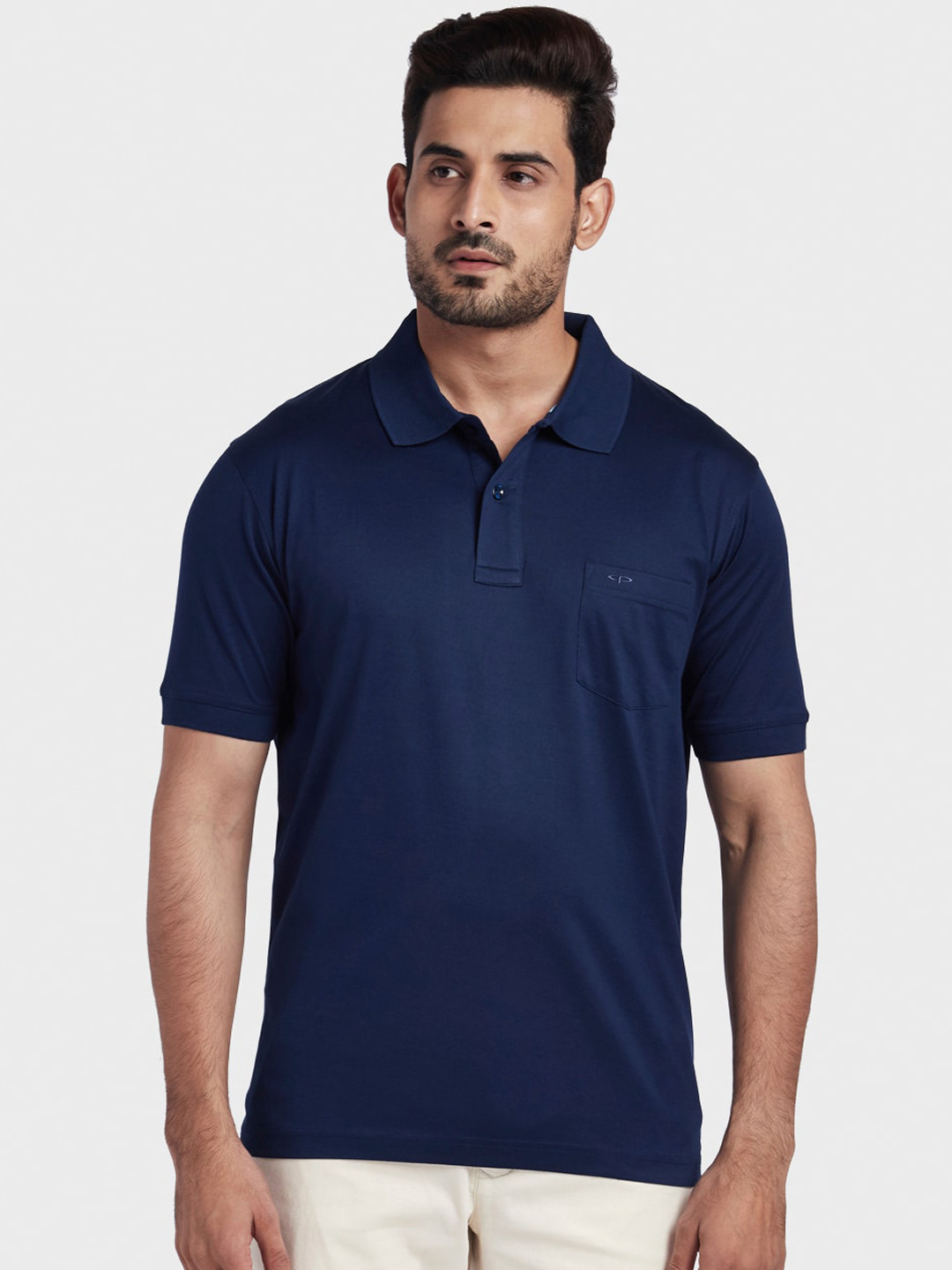 

ColorPlus Pocket Polo Collar Cotton T-shirt, Navy blue