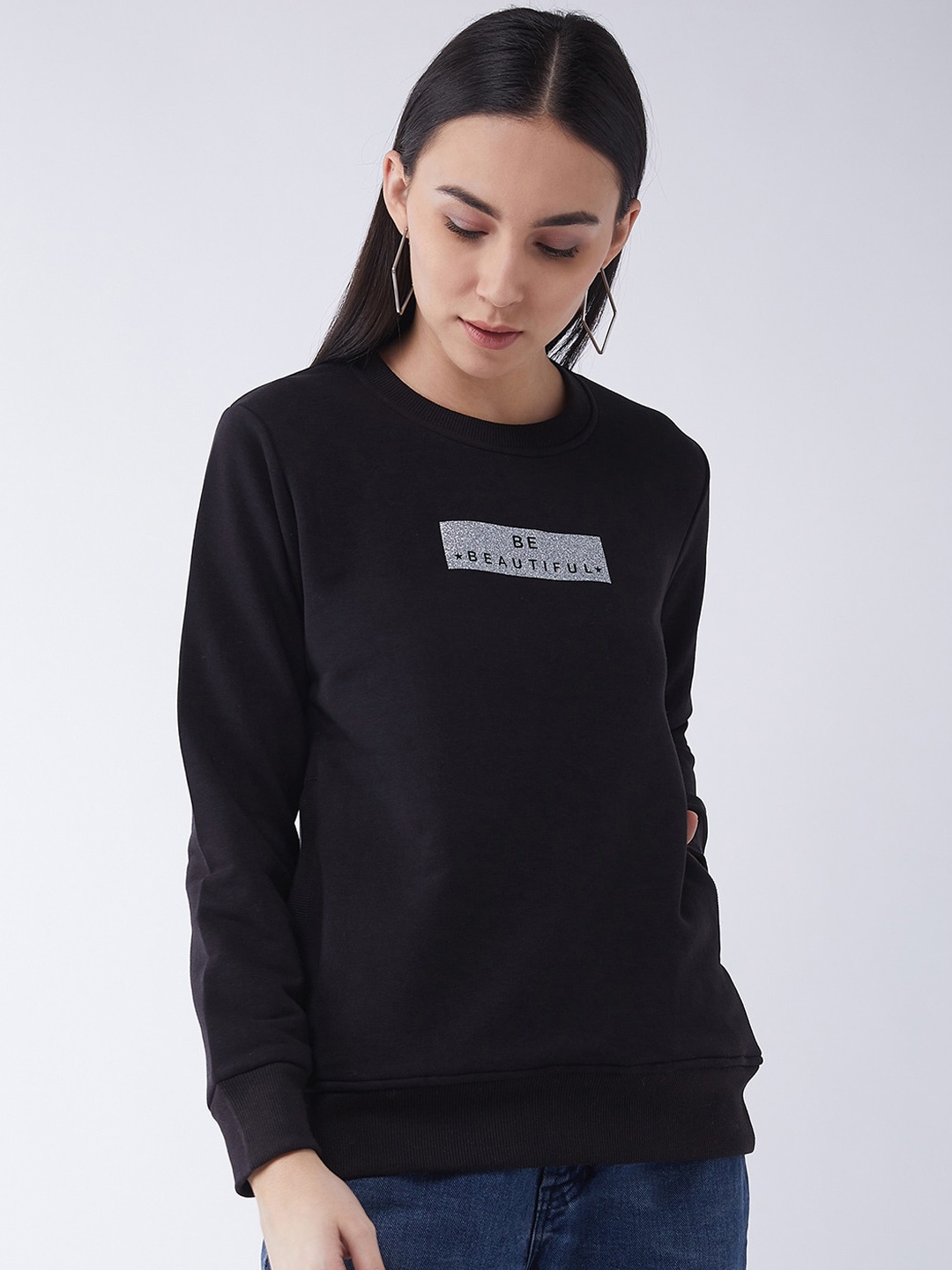 

FEMEA Women Black Printed Sweatshirt