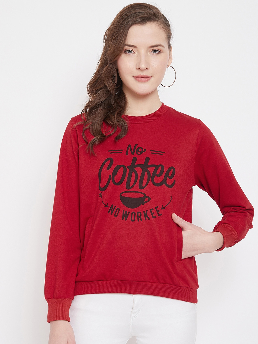 

PURYS Women Red Printed Sweatshirt