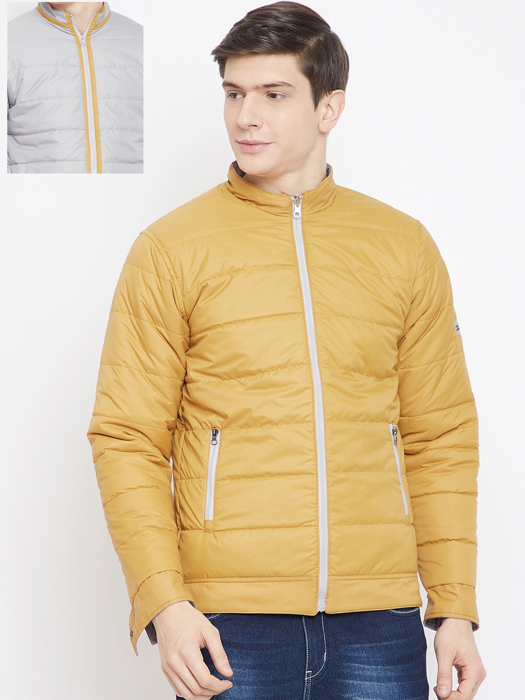 

Adobe Men Grey Solid Reversible Padded Jacket