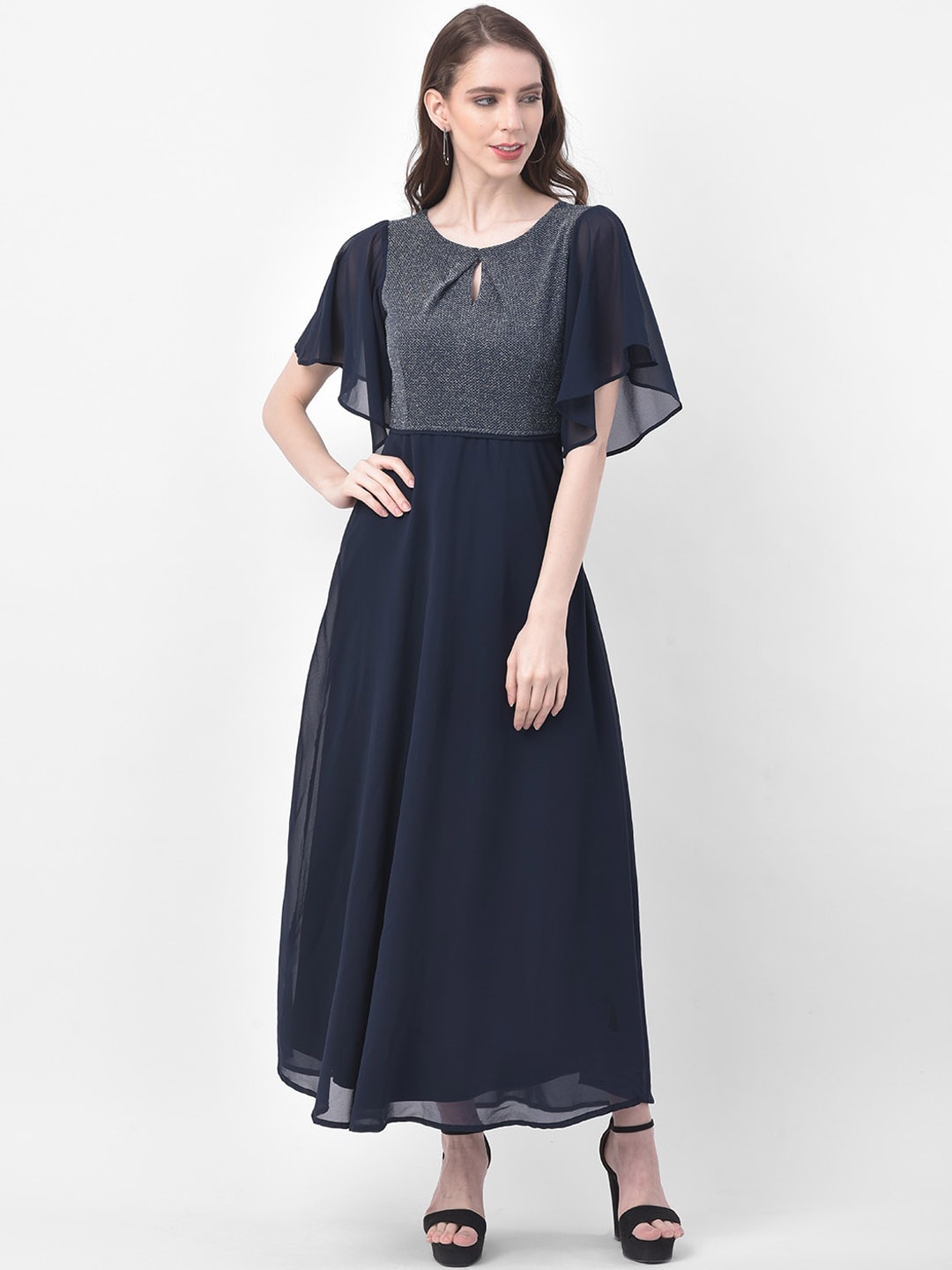 

Latin Quarters Women Navy Blue Solid Maxi Dress
