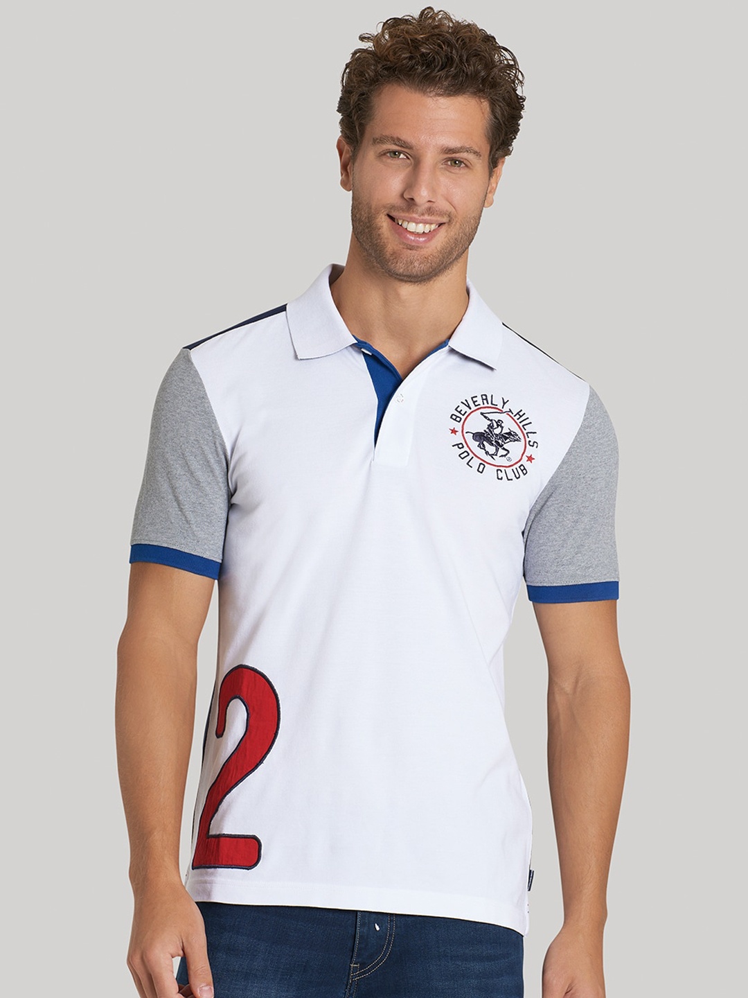 

Beverly Hills Polo Club Men White Printed Polo Collar T-shirt