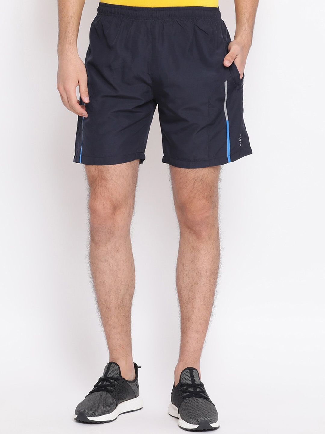 

Spolei Men Navy Blue Solid Slim Fit Sports Shorts