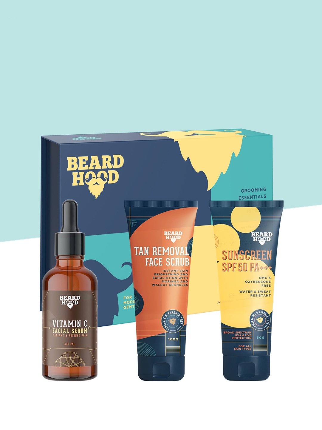 

Beardhood Men Complete Face Care & Sun Protection Kit, White