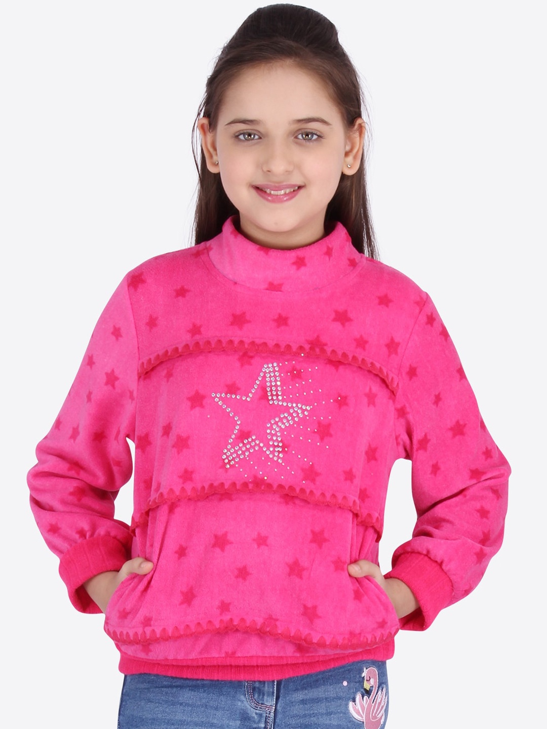 

CUTECUMBER Girls Pink Printed Sweatshirt