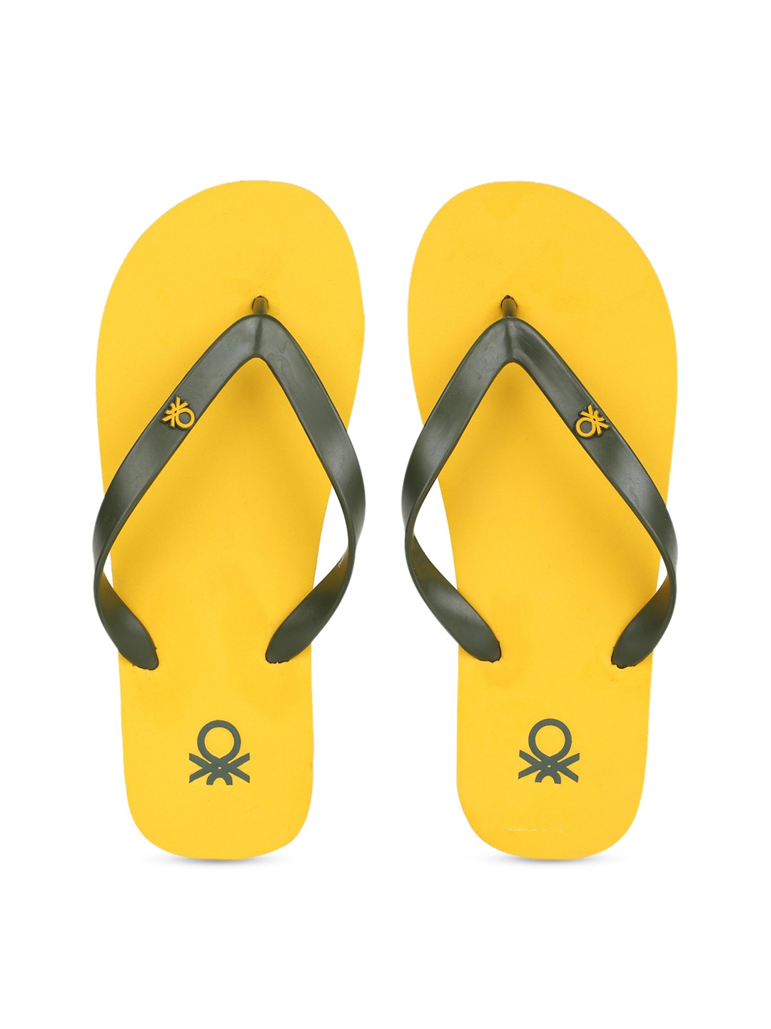 

United Colors of Benetton Men Yellow & Black Solid Thong Flip-Flops