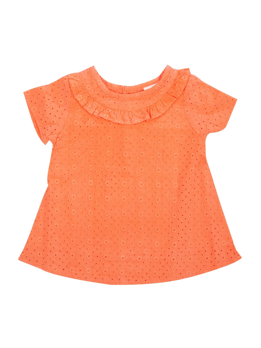 MeeMee Girls Orange Self Design A-Line Dress
