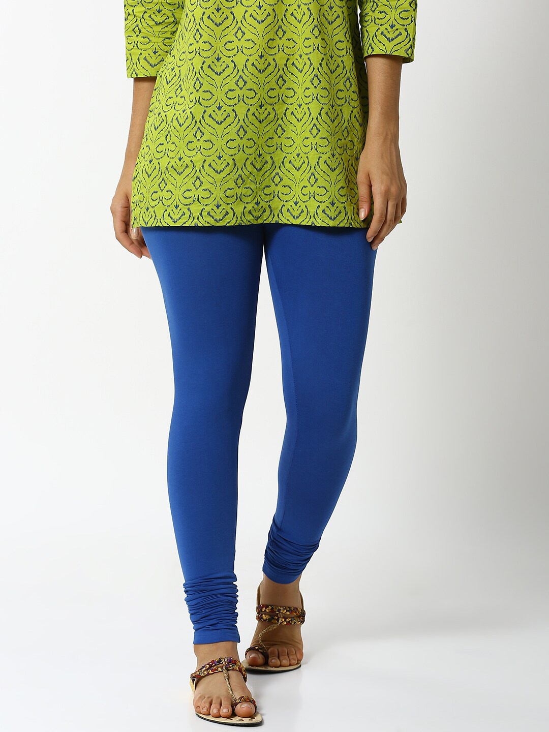 

De Moza Women Navy Blue Solid Churidar-Length Leggings