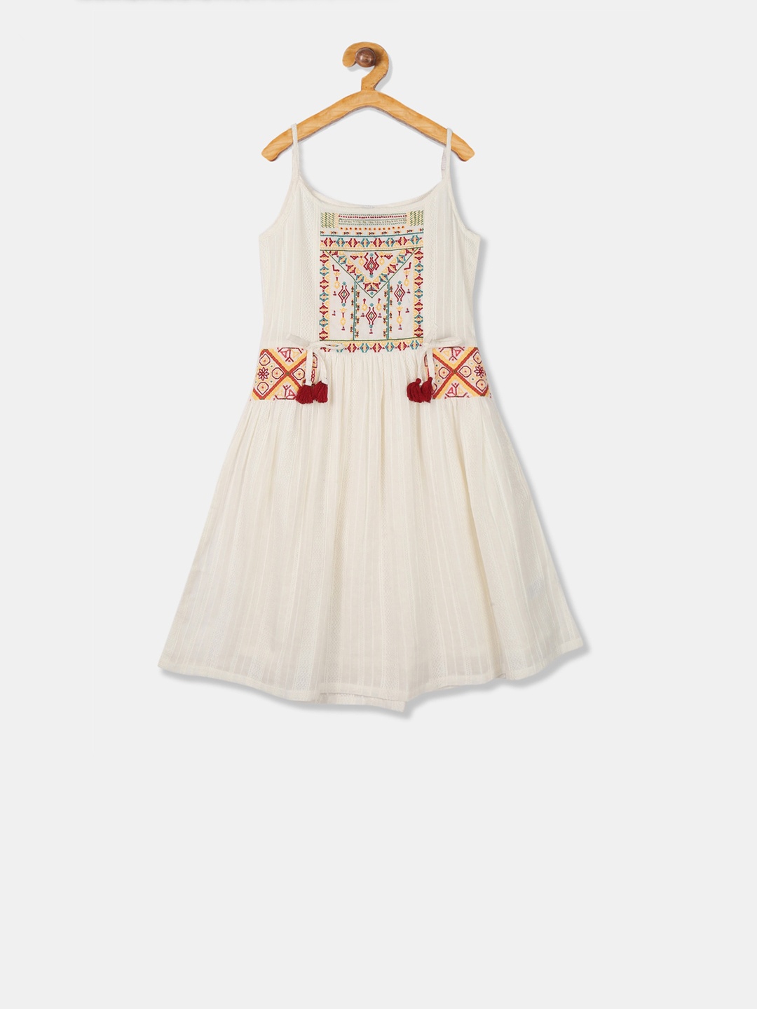 

Cherokee Girls Off-White Solid A-Line Dress