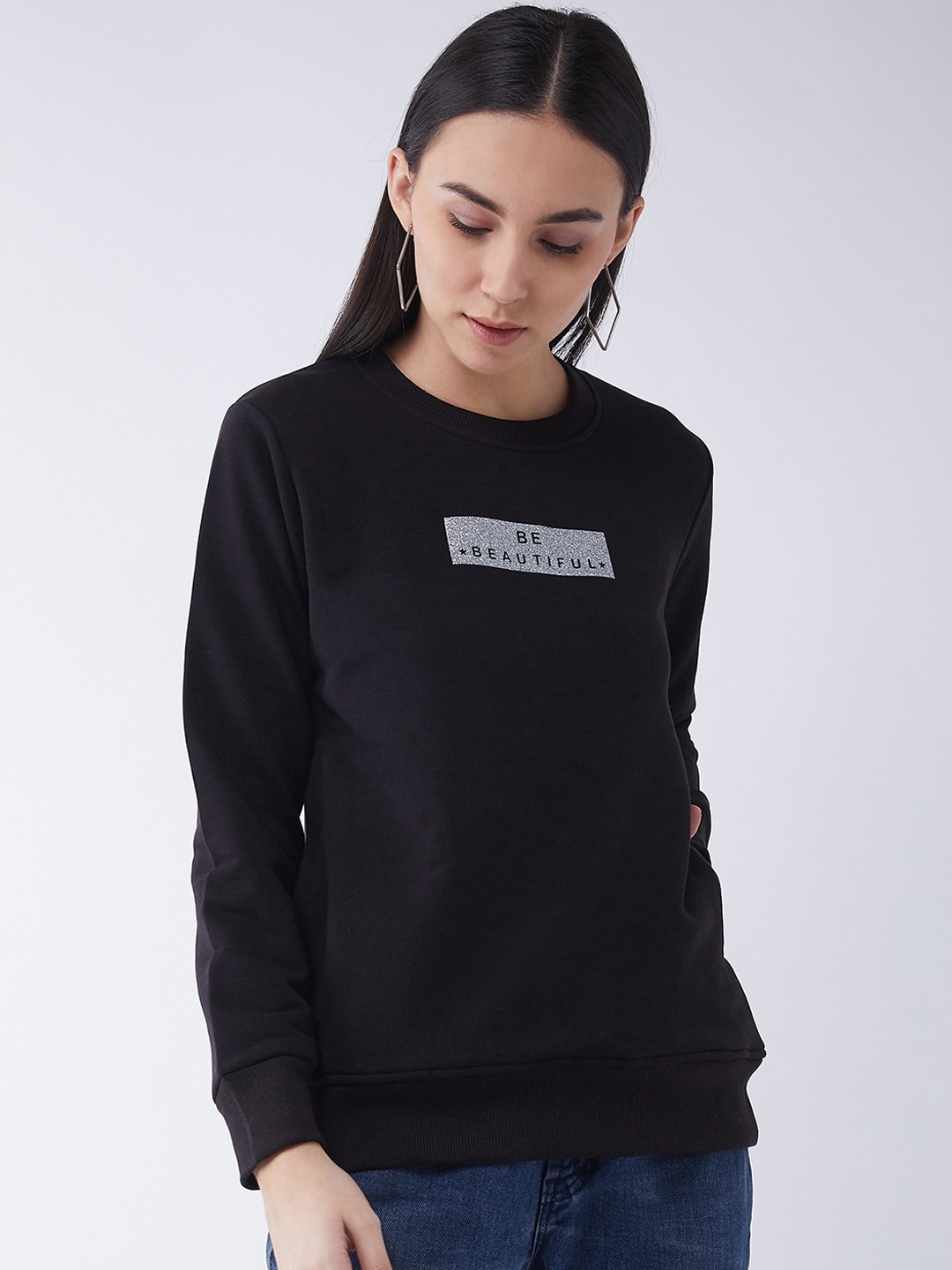 

FEMEA Women Black Printed Sweatshirt