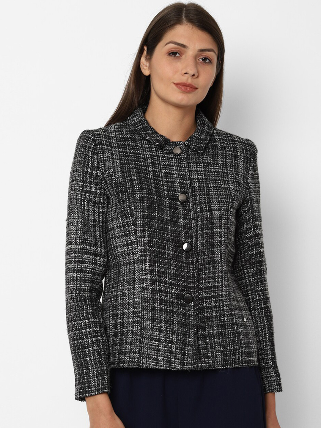 

Allen Solly Woman Women Grey Self Design Tailored Jacket