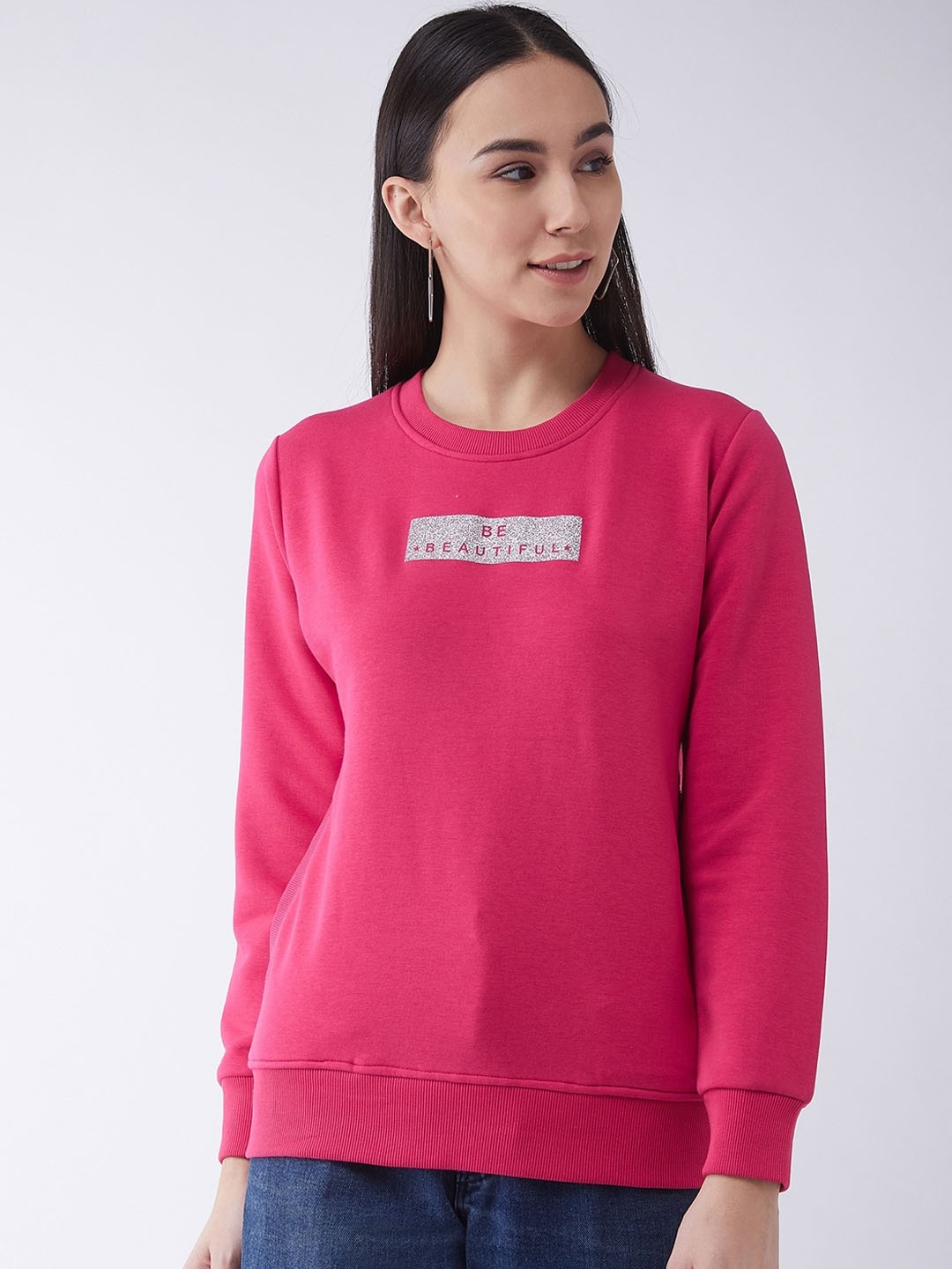 

FEMEA Women Pink & White Printed Sweatshirt