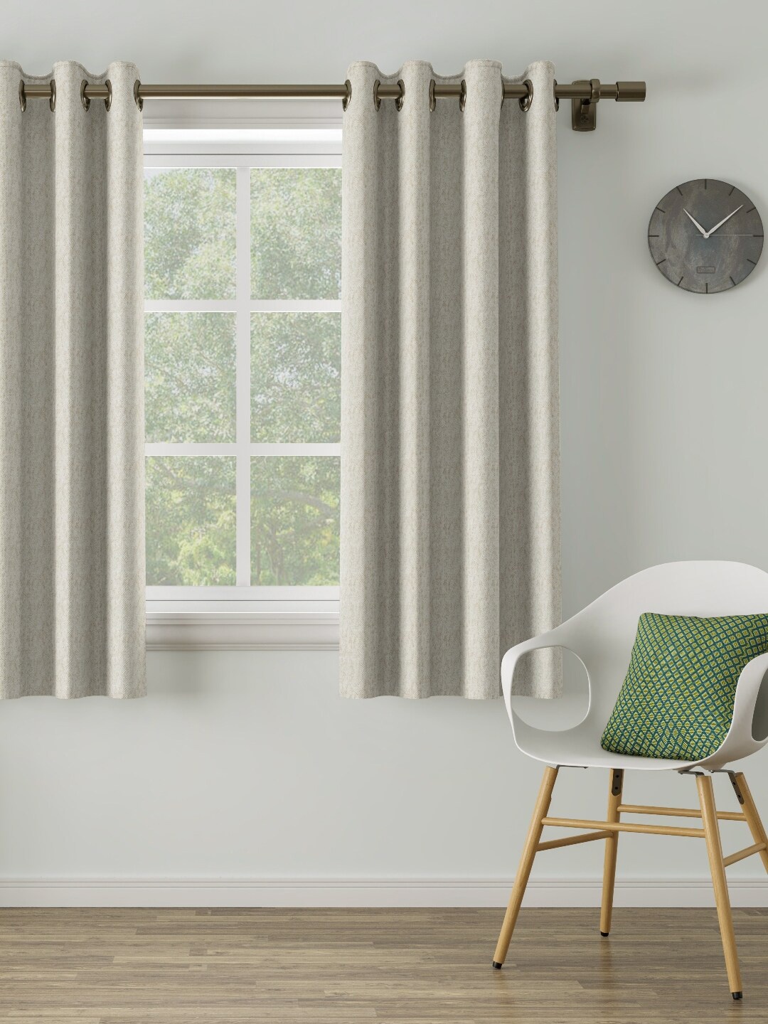 

DDecor Beige Printed Single Window Curtain