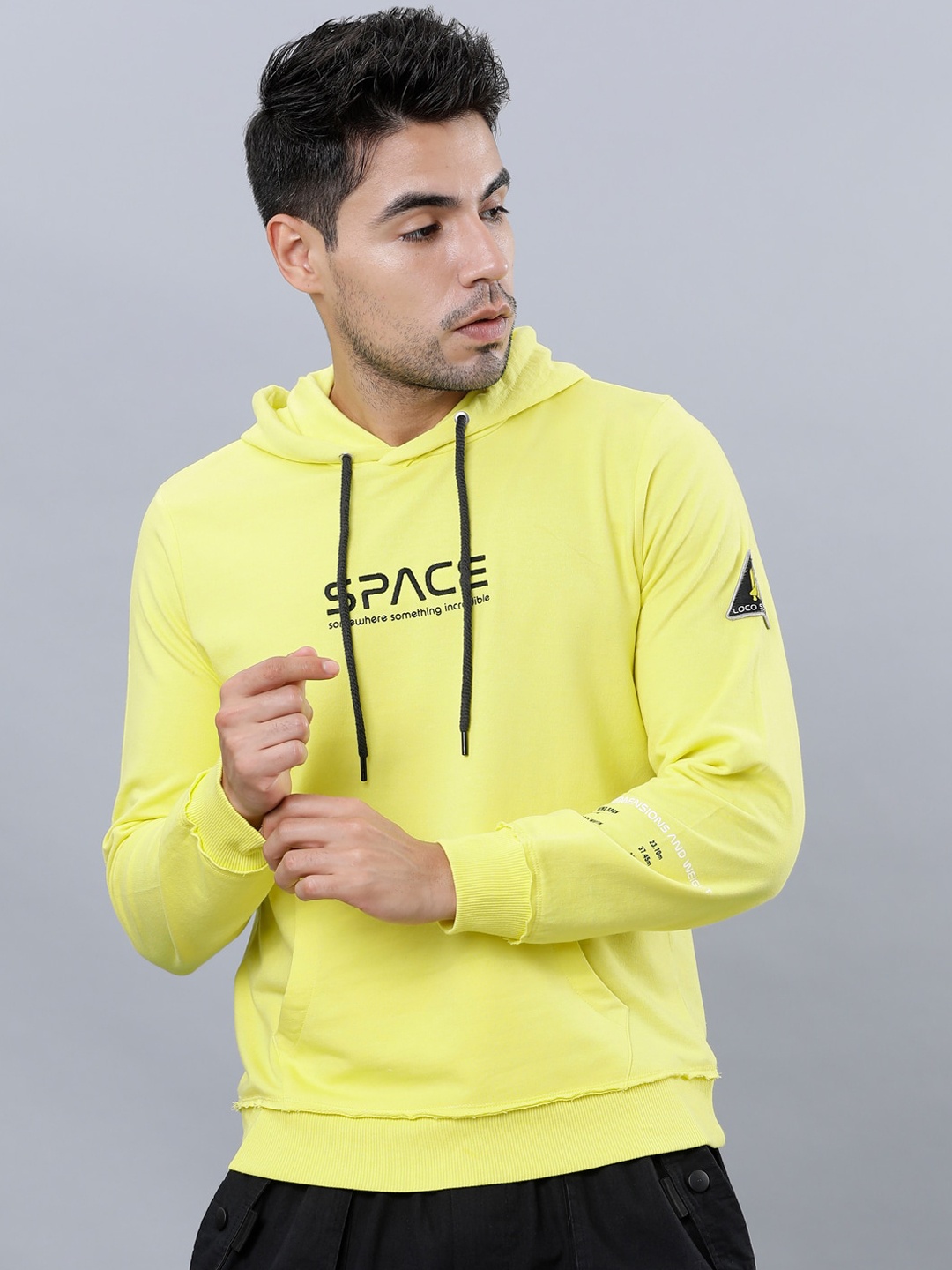 HIGHLANDER Men Yellow Printed Hooded Sweatshirt