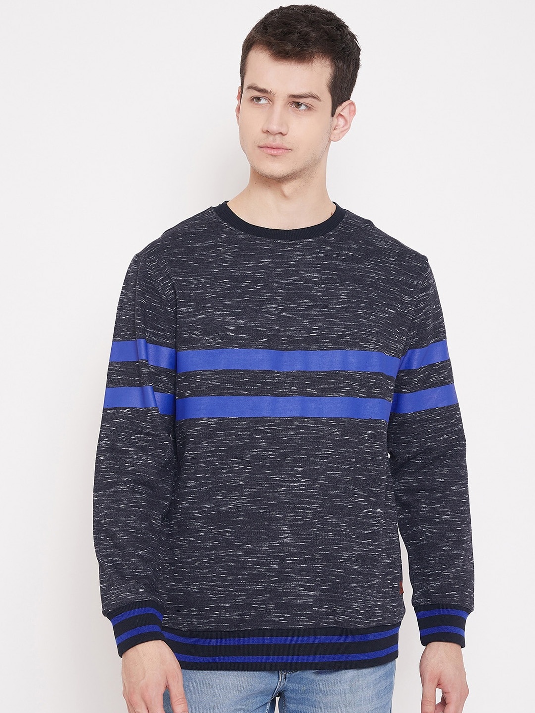 

Austin wood Men Blue & Grey Colourblocked Sweatshirt