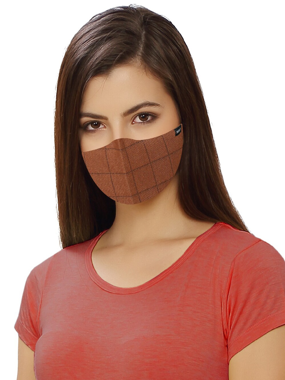

inocenCia Unisex Brown Checked 2-Ply Reusable Cloth Mask