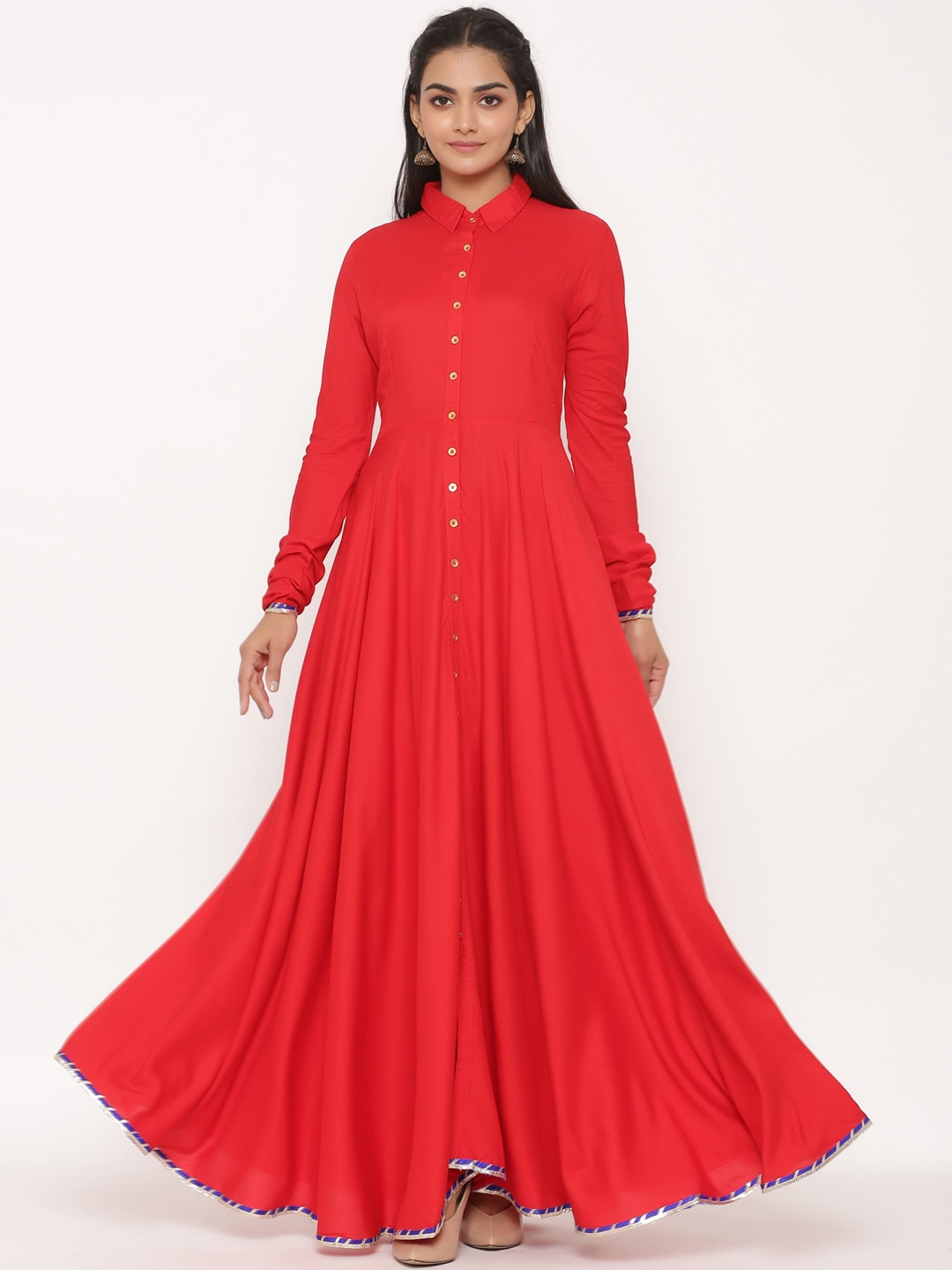 

fabGLOBAL Women Red Solid Maxi Dress