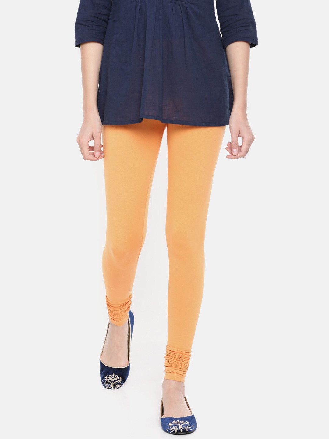 

De Moza Women Orange Solid Churidar-Length Leggings