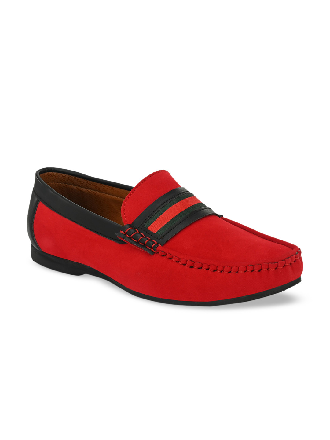 

BUCIK Men Red & Black Colourblocked Loafers