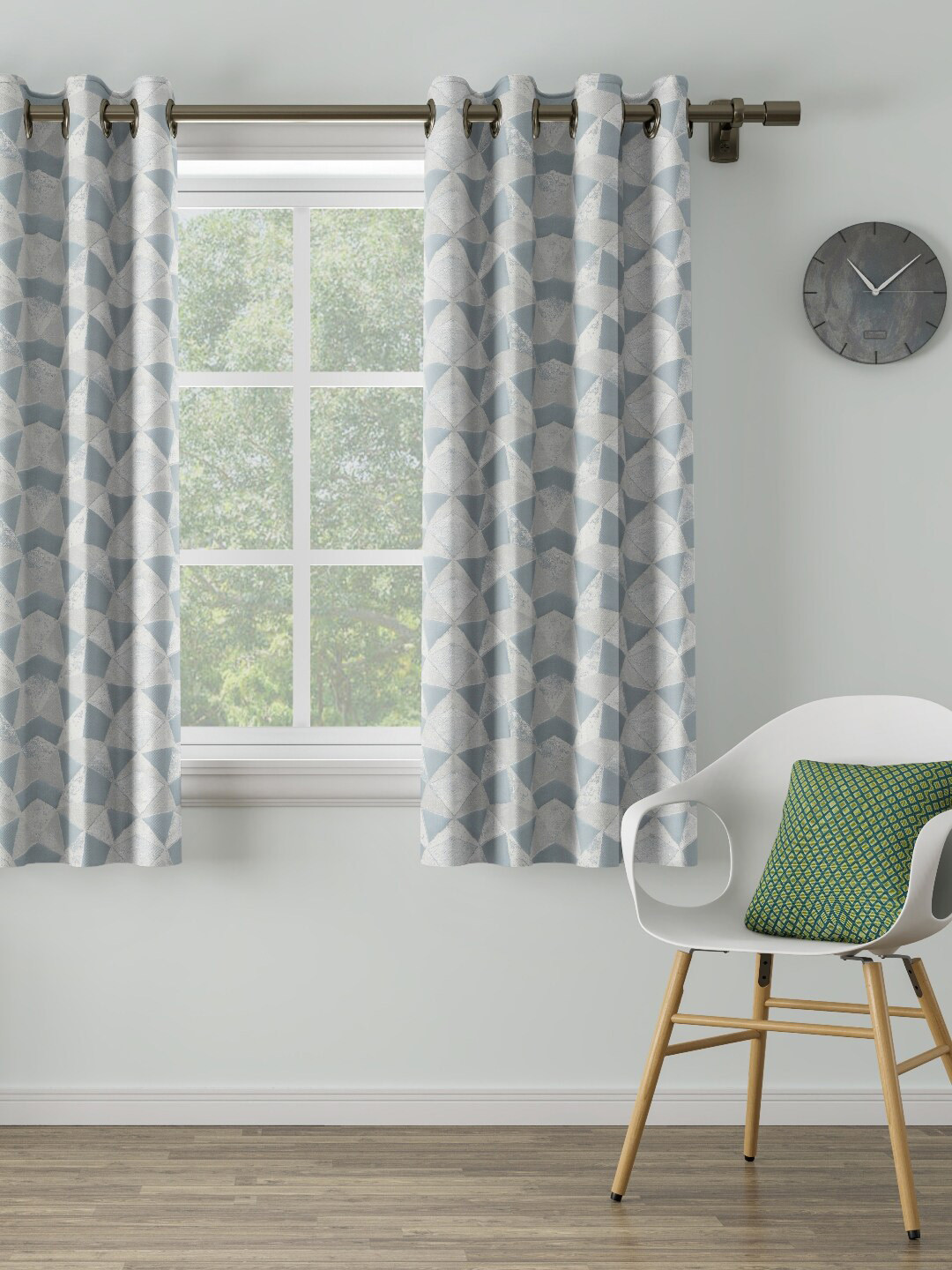 

DDecor Blue & Grey Printed Single Window Curtain