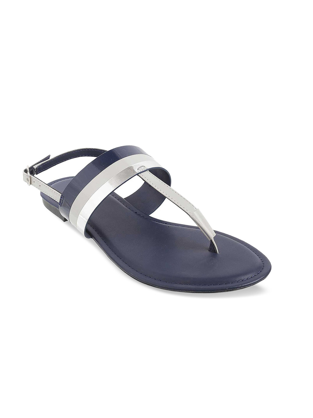 

Metro Women Blue & White Colourblocked T-Strap Flats