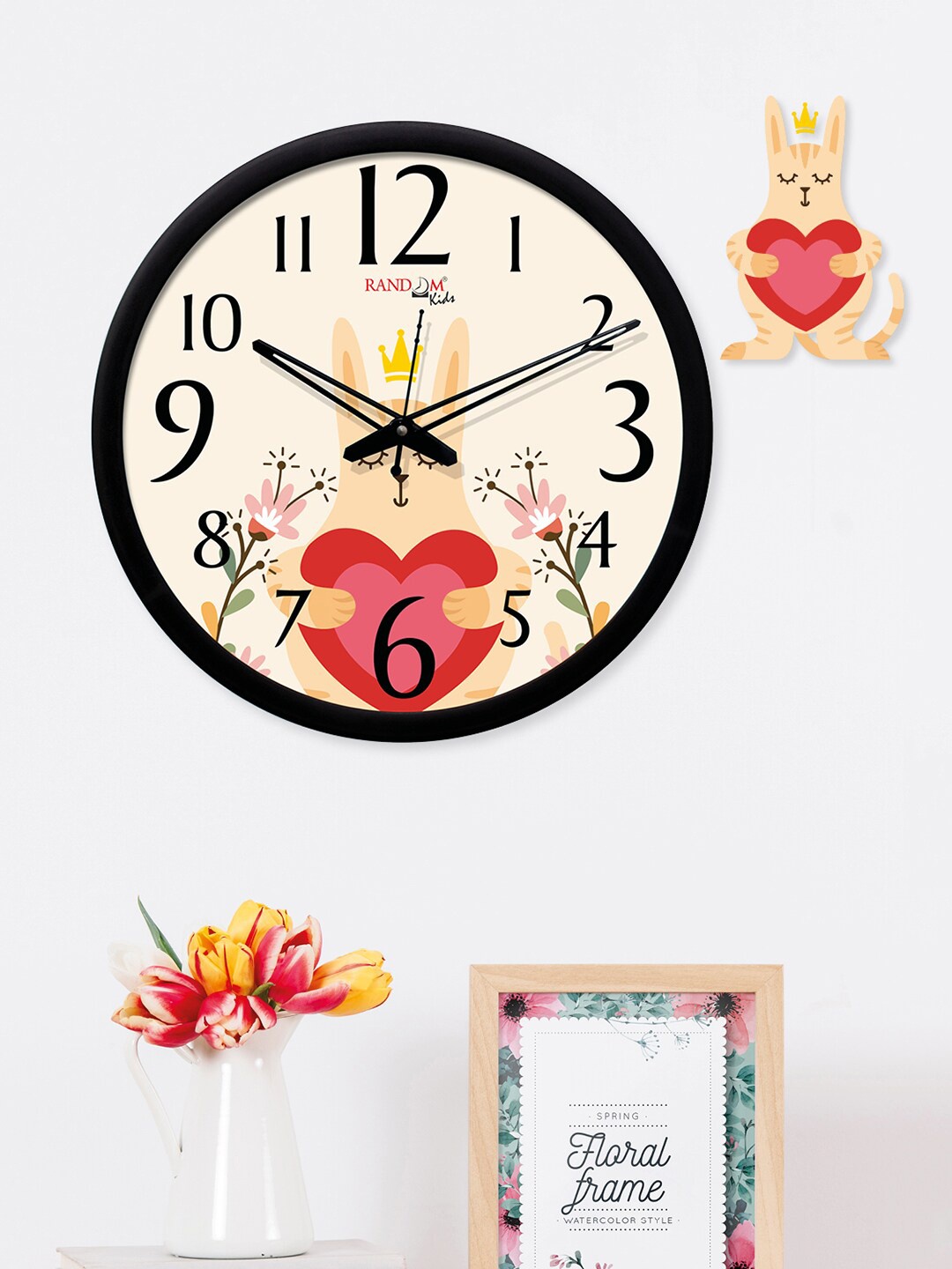 

RANDOM Black & Cream-Coloured Round Printed 30.48 cm Analogue Wall Clock